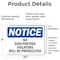 Signmission No Posting Violators Will Be Prosecuted, 10 in W x Rectangle, Vinyl Decal OS-2PACK-NS-D-710-L-14792 - alternate 2